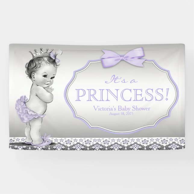 Lila Princess Baby Dusche Banner (Horizontal)