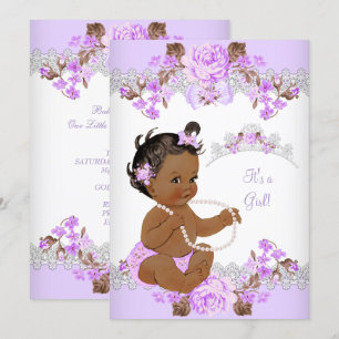 Lila Princess Baby Dusche Ethnic Girl Einladung