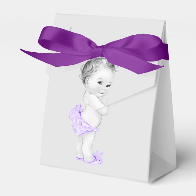 Lila Princess Baby Dusche Gefälligkeitsboxen Geschenkschachtel (Vorderseite)