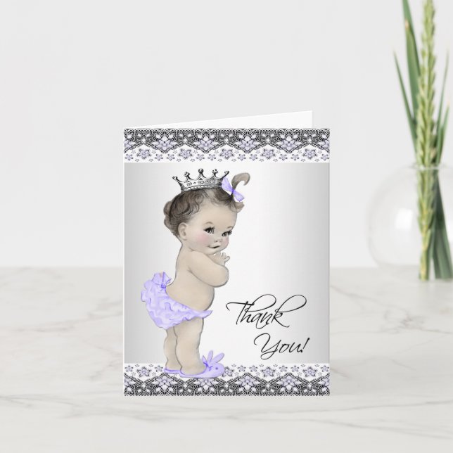 Lila Princess Baby Dusche Vielen Dank Dankeskarte (Vorderseite)