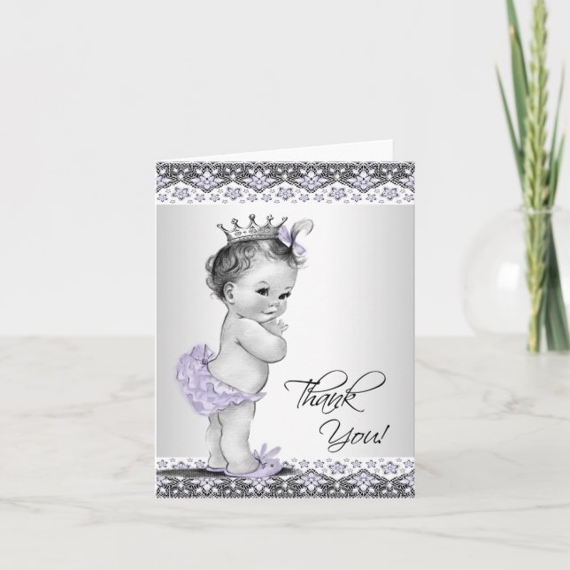 Lila Princess Baby Dusche Vielen Dank Dankeskarte (Vorderseite)
