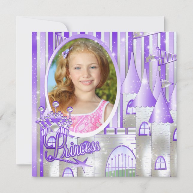 Lila Princess Birthday Party Einladung (Vorderseite)
