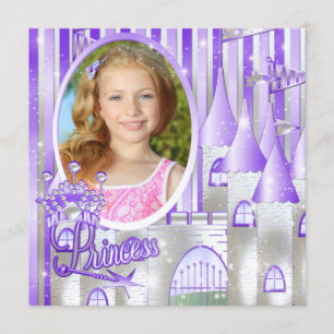 Lila Princess Birthday Party Einladung