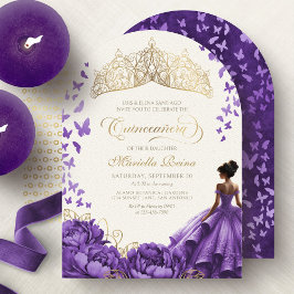 Lila Princess Dress Butterfets Quinceanera Einladung