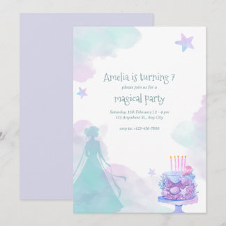 Lila Princess Girl Birthday Party Einladung