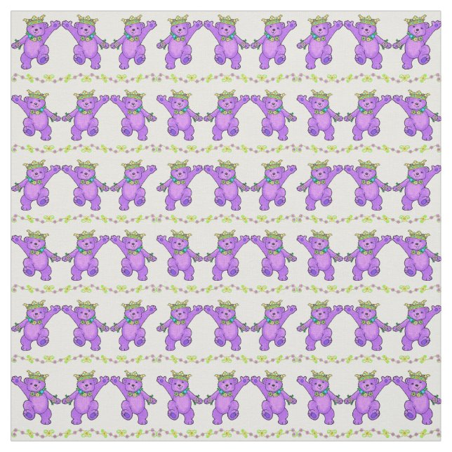 Lila Princess Teddy Bears tanzen Stoff (Muster)