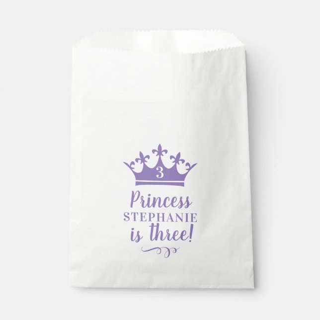 Lila Princess Tiara Crown Individuelle Name Age Pa Geschenktütchen (Vorderseite)