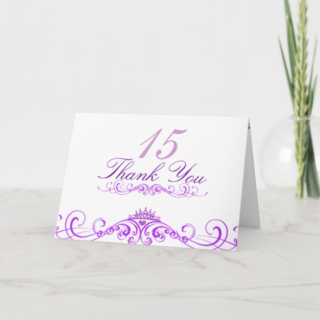 Lila Princess Tiara Dankeschön Karte (Vorderseite)