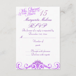 Lila Princess Tiara Quinceanera UAWG RSVP Karte