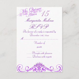 Lila Princess Tiara Quinceanera UAWG RSVP Karte