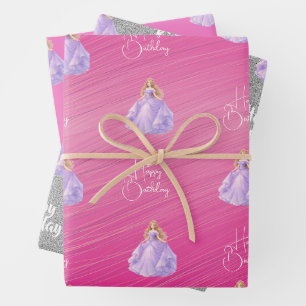 Lila Prinzessin  Geschenkpapier Set
