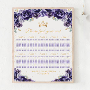 Lila Prinzessin Quinceañera 10-Tisch-Sitzordnung Poster