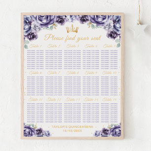 Lila Prinzessin Quinceañera 15 Tisch Sitzordnung Poster