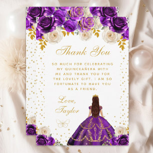 Lila Prinzessin Quinceañera Dankeskarte