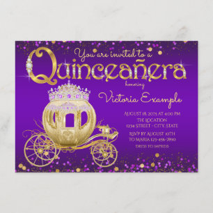 Lila Prinzessin Quinceanera Einladung