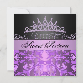 Lila Prinzessin Sweet16 Damask Geburtstag Einladun Einladung