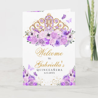 Lila Prinzessin Tiara Quinceanera Einladung