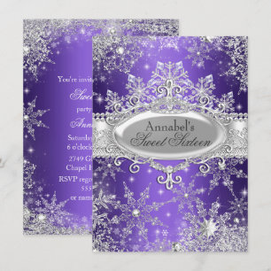 Lila Prinzessin Winter Wonderland Sweet 16 Einladu Einladung