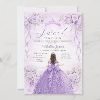 Lila Prinzessinnen-Ballkleid Sweet Sixteen Geburts Einladung