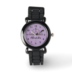 Lila Prinzessinnen-Tiara-Mädchenuhr Armbanduhr