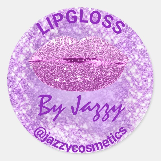 Lila Produktwerbung für Lipgloss Makeup Artist Runder Aufkleber (Vorderseite)