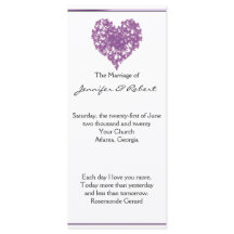 Lila Programm für Butterfly-Herz-Hochzeiten