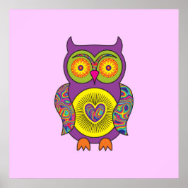 Lila Psychedelic Owl Poster