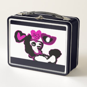 Lila Pudel Kunst Metall Brotdose