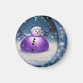 Lila Pudgy Painted Snowman Magnet