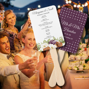 Lila Punkte Blumen Hochzeitsprogramm Fächer