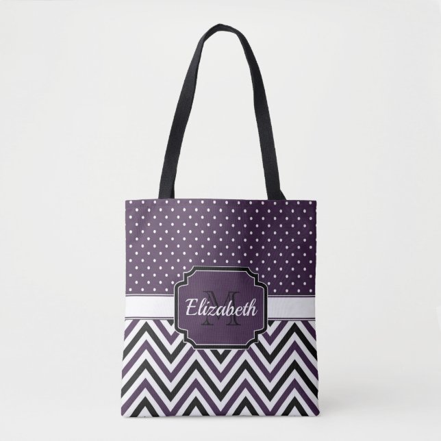 Lila Punkte u. Sparren Tasche (Vorderseite)