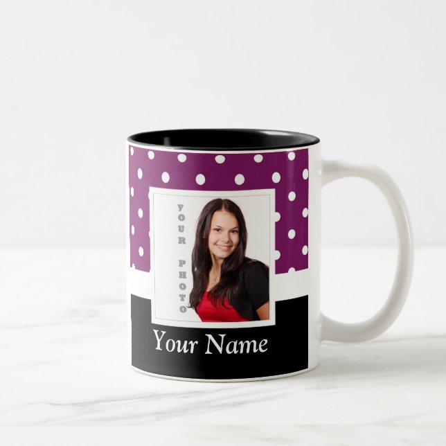 Lila Punktvorlage Zweifarbige Tasse (Rechts)