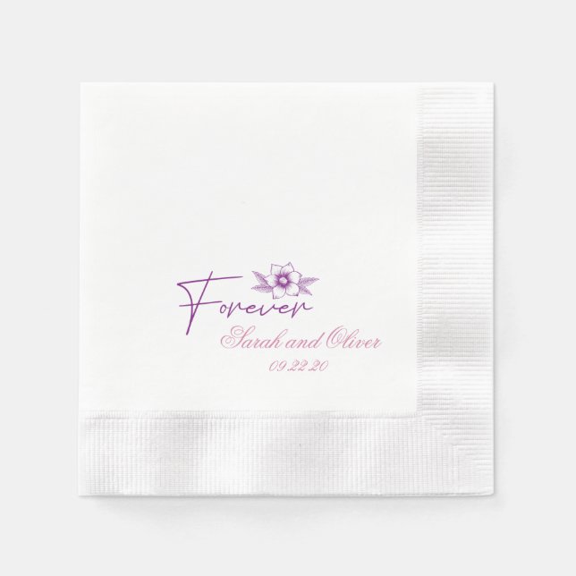 Lila Pur Hochzeit Serviette (Vorderseite)