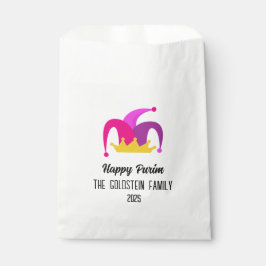Lila Purim Clown Hat-Familie Name Gefälligkeitsfla Geschenktütchen