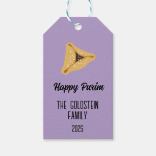 Lila Purim Familienname für Geschenkkörbe Geschenkanhänger