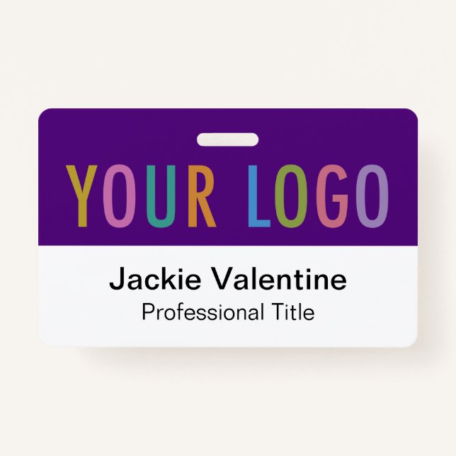 Lila-PVC-Name-Abzeichen Horizontale Logokombinatio Ausweis (Vorderseite)