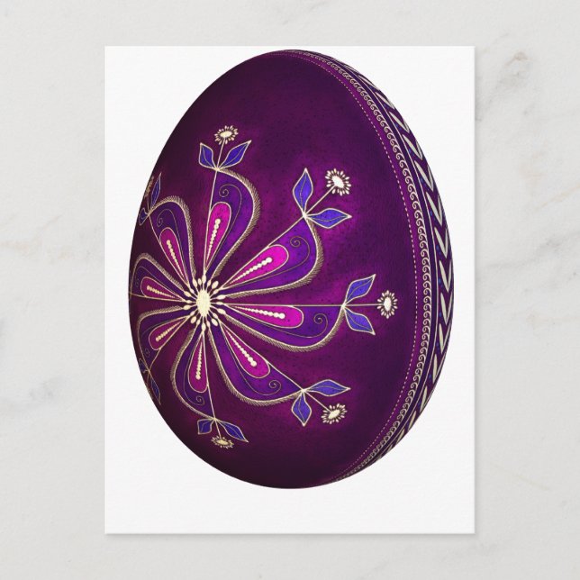 Lila Pysanky Osterei Feiertagspostkarte (Vorderseite)