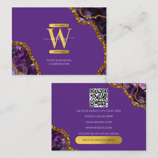 Lila QR-Code für den Glitzer Visitenkarte (Vorne/Hinten)