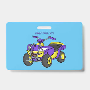 Lila Quad-Bike Cartoon-Illustration Ausweis