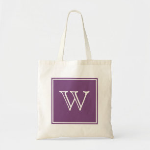 Lila-Quadrat-Monogramm-Totbeutel Tragetasche