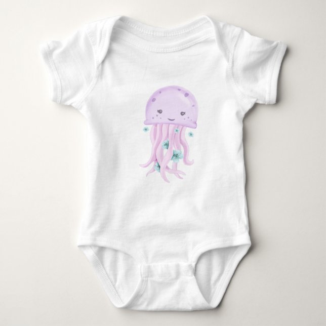 Lila Qualle Baby Strampler (Vorderseite)