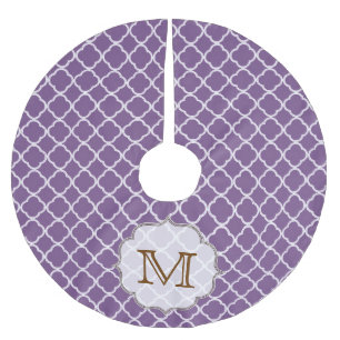 Lila Quarterfolienmonogramm, anfänglicher Treppenr Polyester Weihnachtsbaumdecke