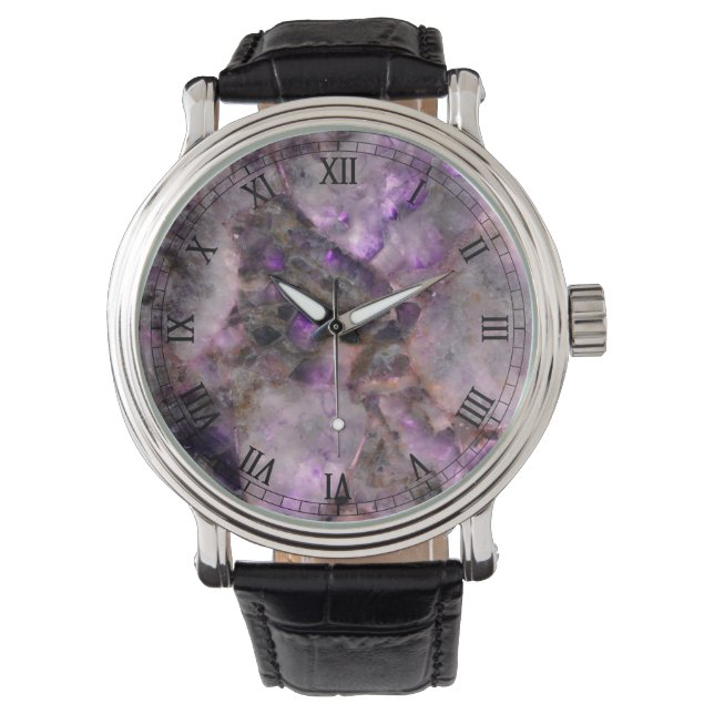 Lila Quarz Armbanduhr (Vorderseite)
