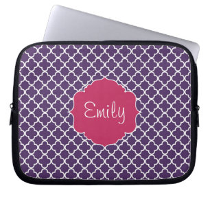 Lila Quatrefoil Muster Laptopschutzhülle