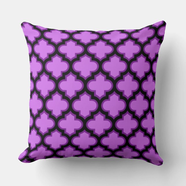 Lila Quatrefoil Trellis Kissen (Vorderseite)