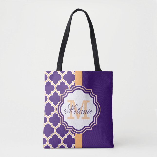 Lila Quatrefolienmonogramm Tasche (Vorderseite)