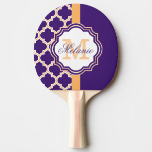 Lila Quatrefolienmonogramm Tischtennis Schläger