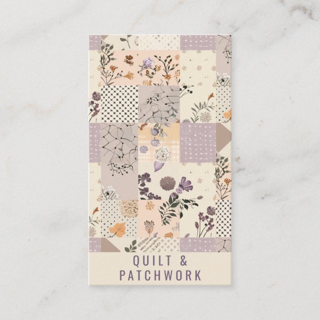Lila Quilt-Patchwork-Handmade Kleidung  Visitenkarte (Vorderseite)