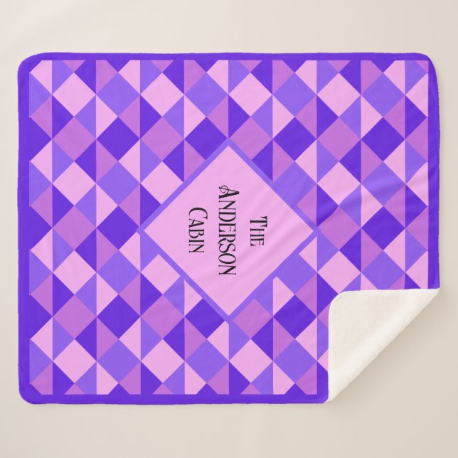 Lila Quiltmuster Sherpadecke (Vorderseite (Horizontal))