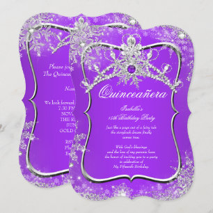 Lila Quinceanera 15. Winterwunderland Einladung
